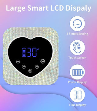 Rechargeable Heart Shaped UV LED Nail Lamp With Rhinestones & Pearls
