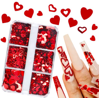 Heart Nail Decals 6 Grid
