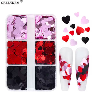Heart Nail Decals 6 Grid