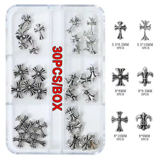 Cross & Rhinestone Nail Charm Set