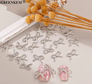 Silver Bow Nail Charms