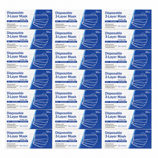 Disposable Face 3 Layer Mask 50pc