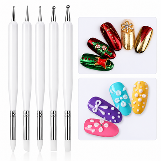 5-Piece Dual-Ended Nail Art Dotting & Silicone Tool Set