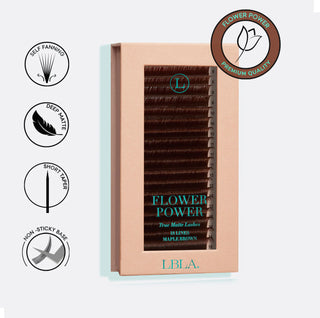 LBLA Flower Power True Matte Lashes 0.03mm - Maple Brown Individual Lash Extensions (18 lines)