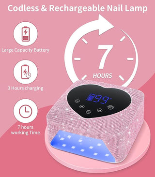 Rechargeable Heart Shaped UV LED Nail Lamp With Rhinestones Wireless