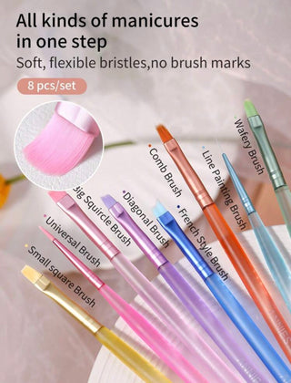 Pro Detail Nail Brush Set – 8 PC