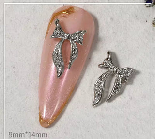 Silver Bow Nail Charms