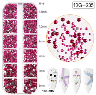 Flat Back 12 Grid Rhinestones