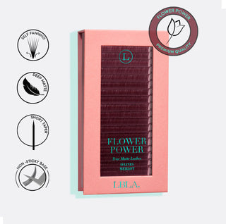 LBLA Flower Power True Matte Lashes 0.03mm - Merlot Burgundy Brown Lash Extensions (18 lines)