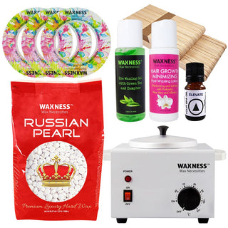 WAXNESS AROMATHERAPY RUSSIAN PEARL HARD WAX KIT WITH 2.2 LB / 1 KG WAX BAG