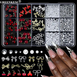 Cherry Coquette Nail Charm Mix