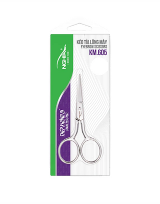 NGHIA Large Blade Eyebrow Scissors - KM-605 (Stainless Steel)