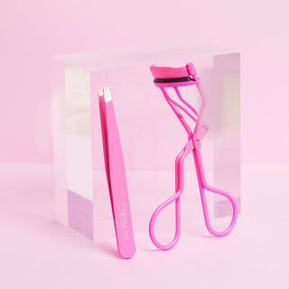 Beauty Creations Hot Pink Eyelash Curler and Tweezer Set